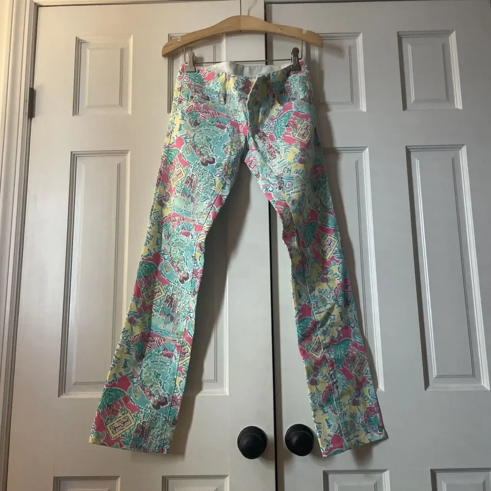 Lilly Pulitzer Worth Straight Jeans Size 00 Started As A Juice Stand Print - Picture 1 of 6